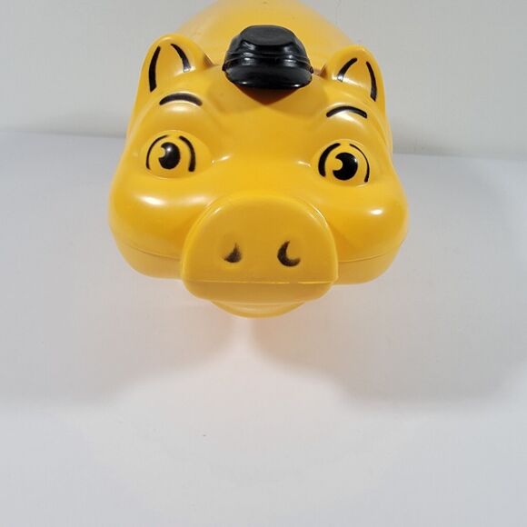 Other - Vintage Yellow Hard Plastic Hat Tipping Piggy Bank No Bottom Stopper